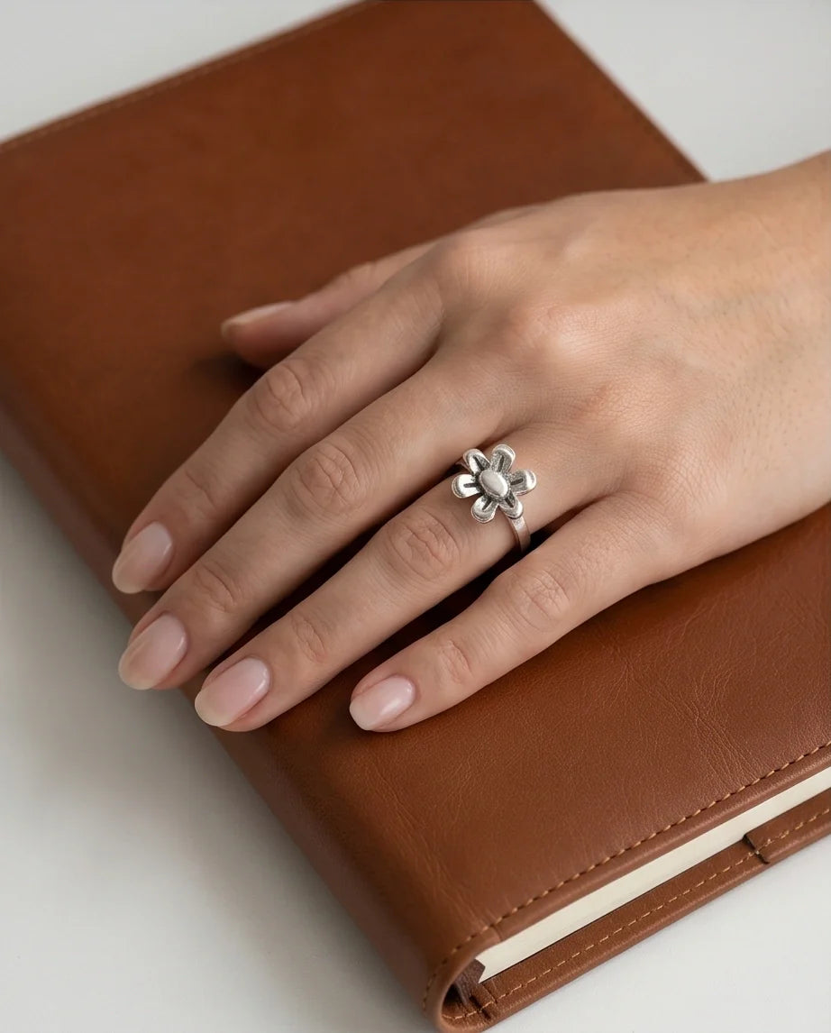 Silver Daisy Blossom Ring