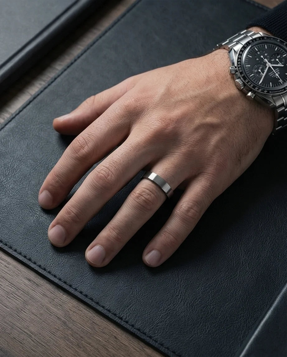 The Sterling Edge: Brushed Silver Minimalist Band