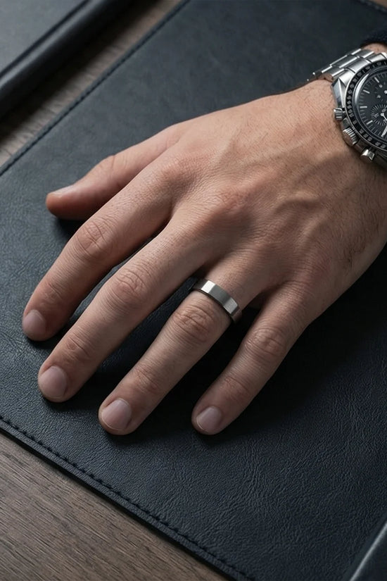The Sterling Edge: Brushed Silver Minimalist Band
