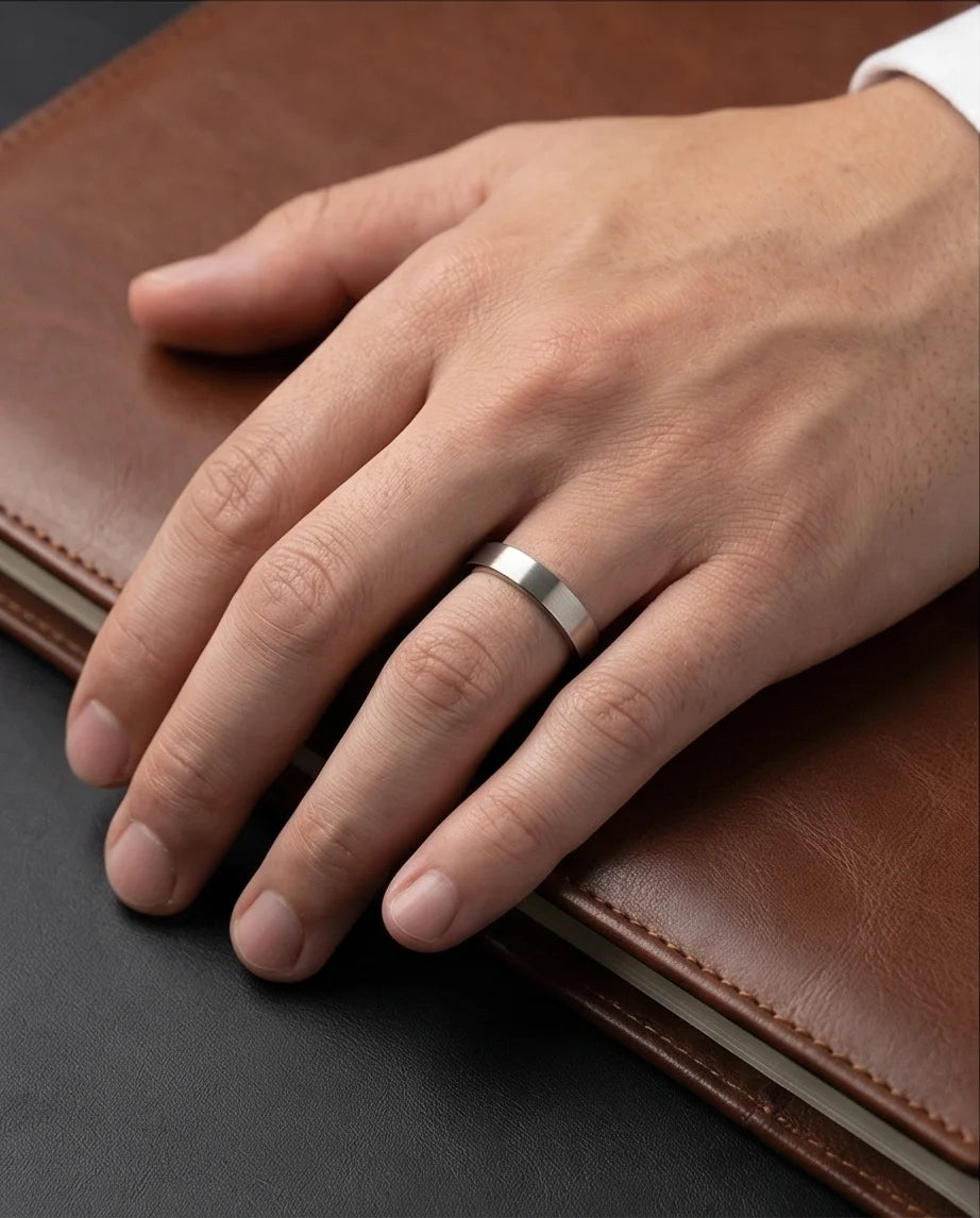 The Sterling Edge: Brushed Silver Minimalist Band