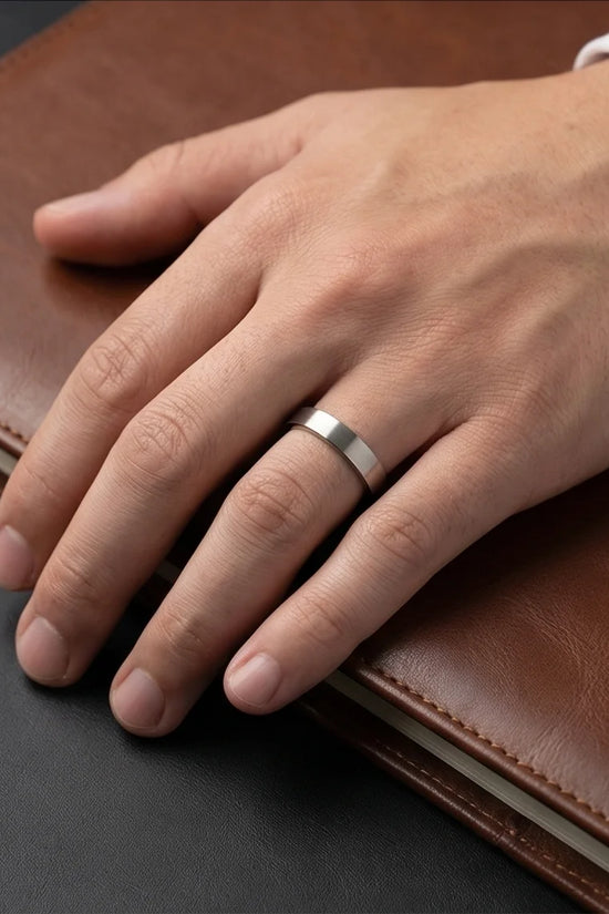 The Sterling Edge: Brushed Silver Minimalist Band