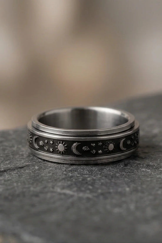 Celestial Orbit: Antique Sun & Moon Spinner Band