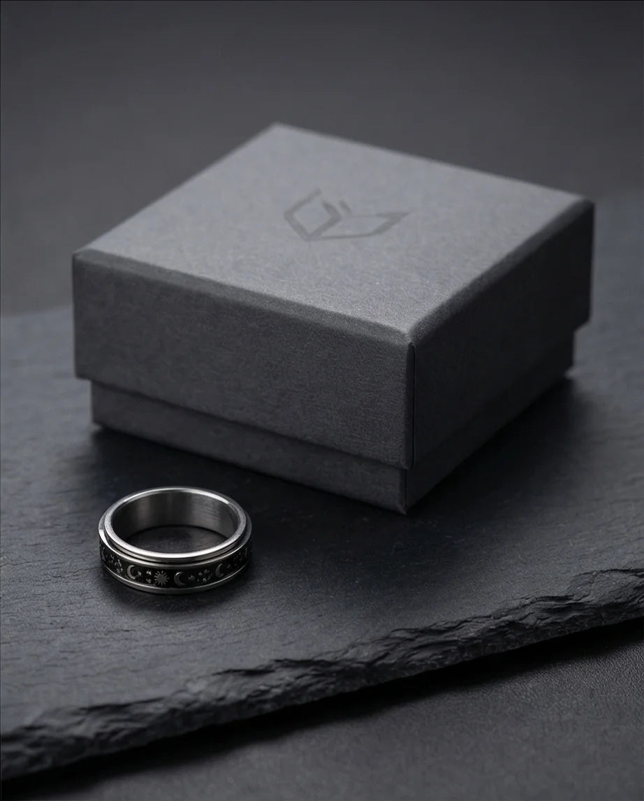 Celestial Orbit: Antique Sun & Moon Spinner Band