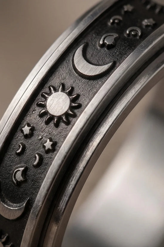 Celestial Orbit: Antique Sun & Moon Spinner Band