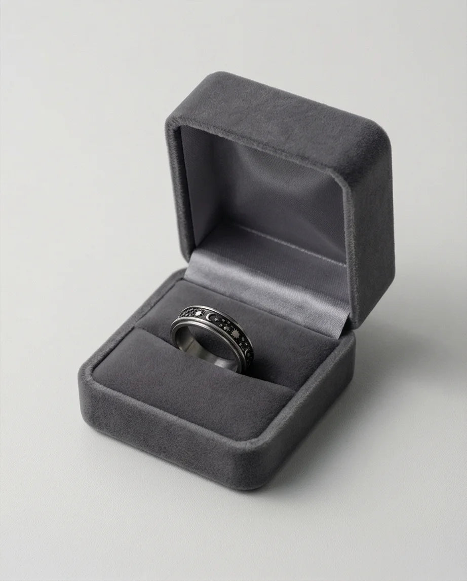 Celestial Orbit: Antique Sun & Moon Spinner Band