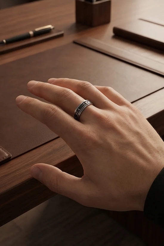 Celestial Orbit: Antique Sun & Moon Spinner Band