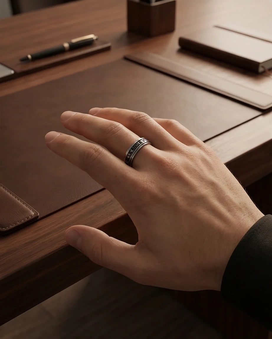 Celestial Orbit: Antique Sun & Moon Spinner Band