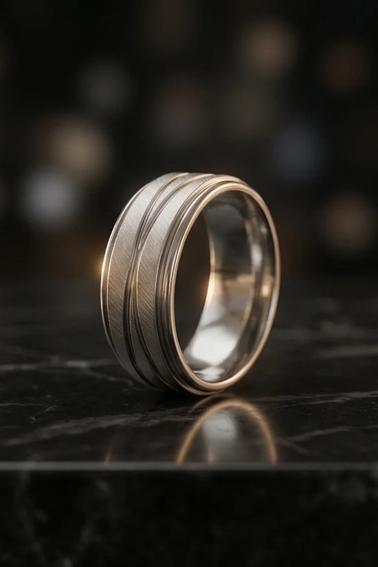 Titanium Horizon: Grooved Matte Statement Ring