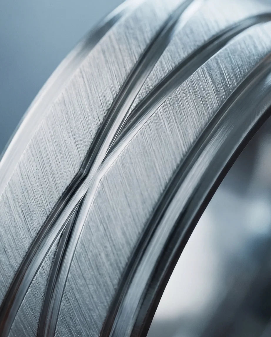 Titanium Horizon: Grooved Matte Statement Ring