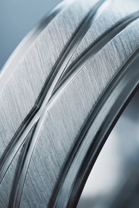 Titanium Horizon: Grooved Matte Statement Ring