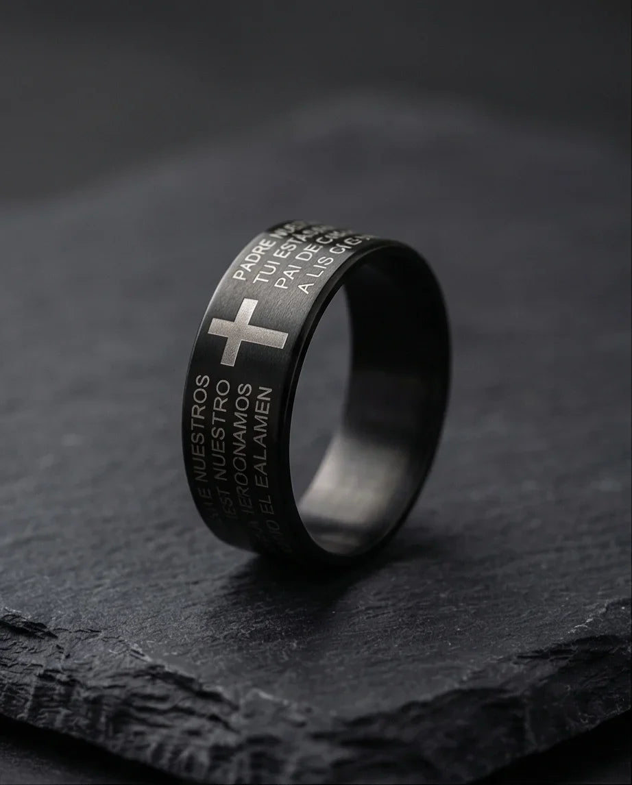Eternal Faith: Engraved Spanish Lord’s Prayer Ring