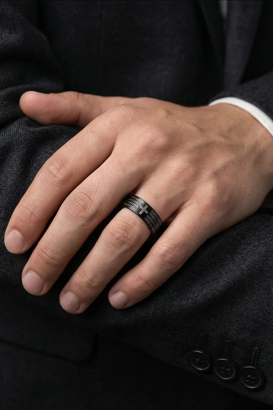 Eternal Faith: Engraved Spanish Lord’s Prayer Ring