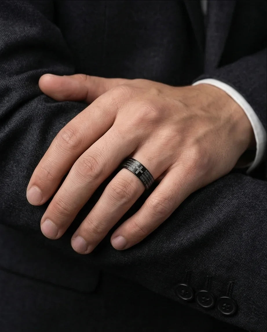 Eternal Faith: Engraved Spanish Lord’s Prayer Ring