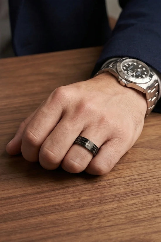Eternal Faith: Engraved Spanish Lord’s Prayer Ring