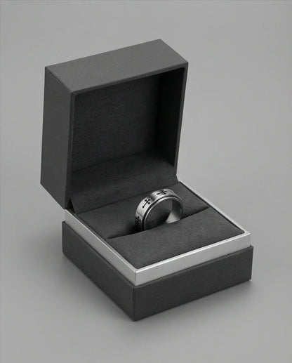 The Eternal Guardian: Silver Cross Spinner Band