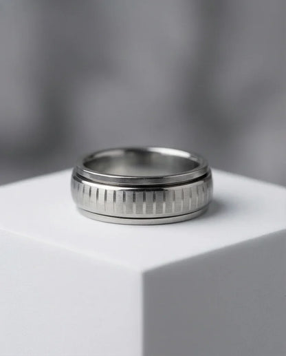 The Kinetic Gear: Industrial Silver Spinner Band