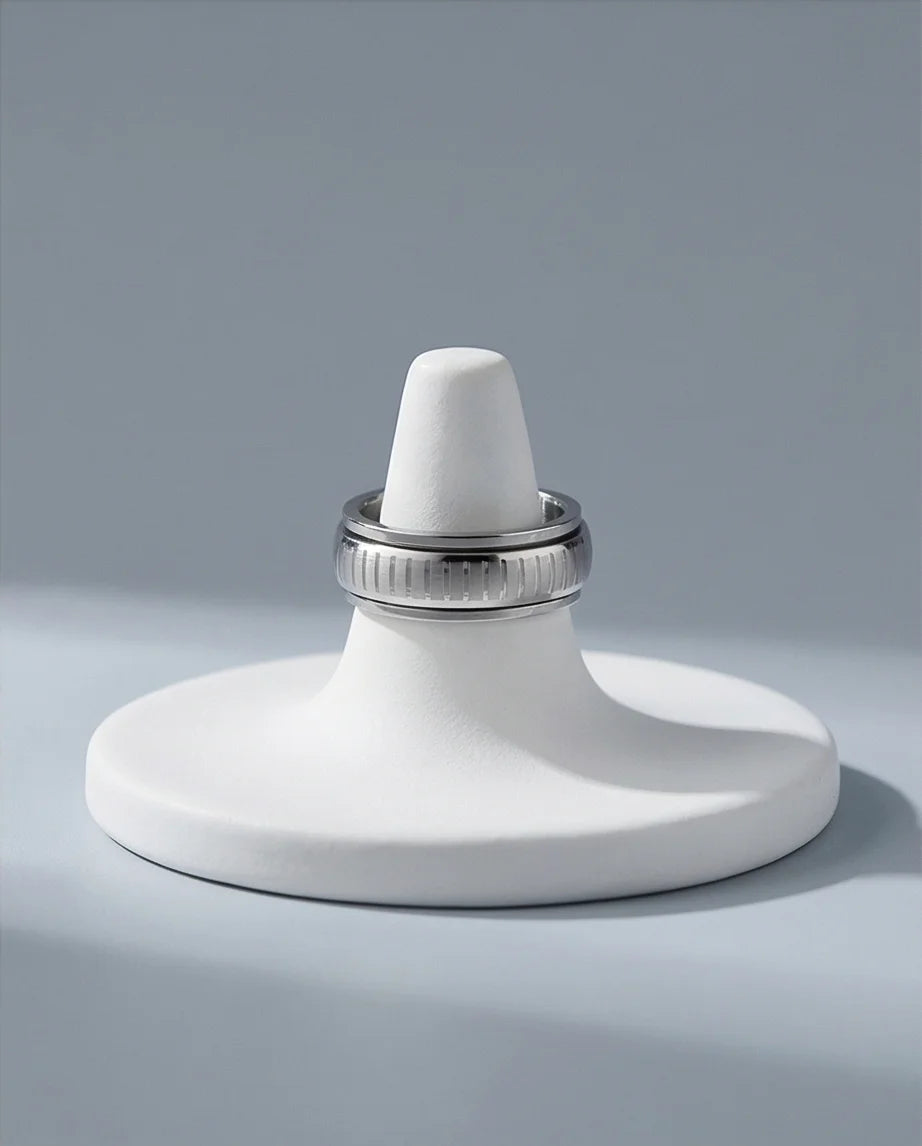 The Kinetic Gear: Industrial Silver Spinner Band