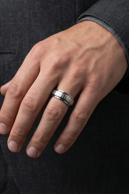 The Kinetic Gear: Industrial Silver Spinner Band