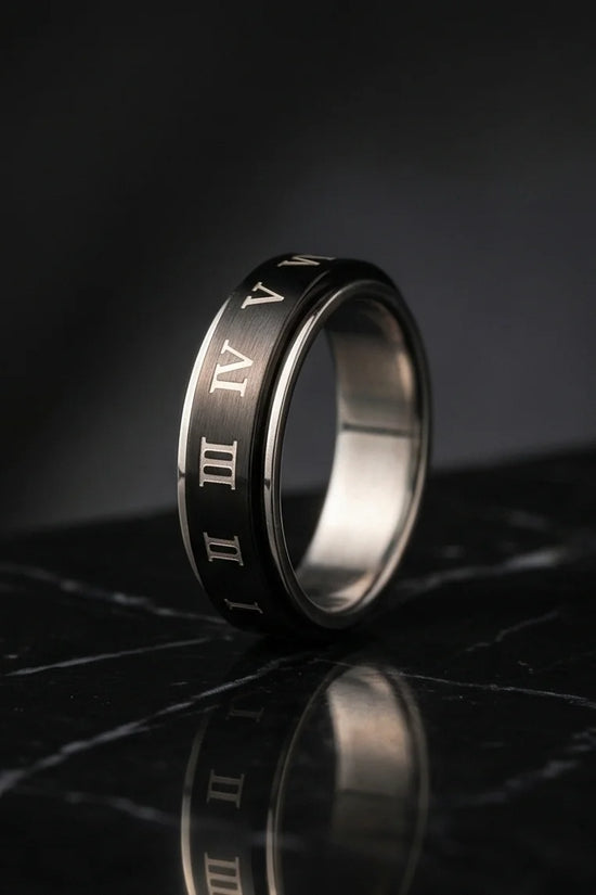 Nero Empire: Minimalist Roman Numeral Ring