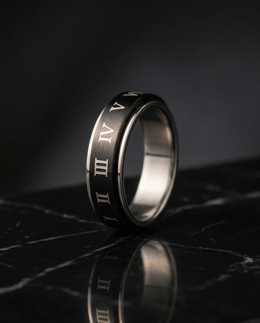 Nero Empire: Minimalist Roman Numeral Ring