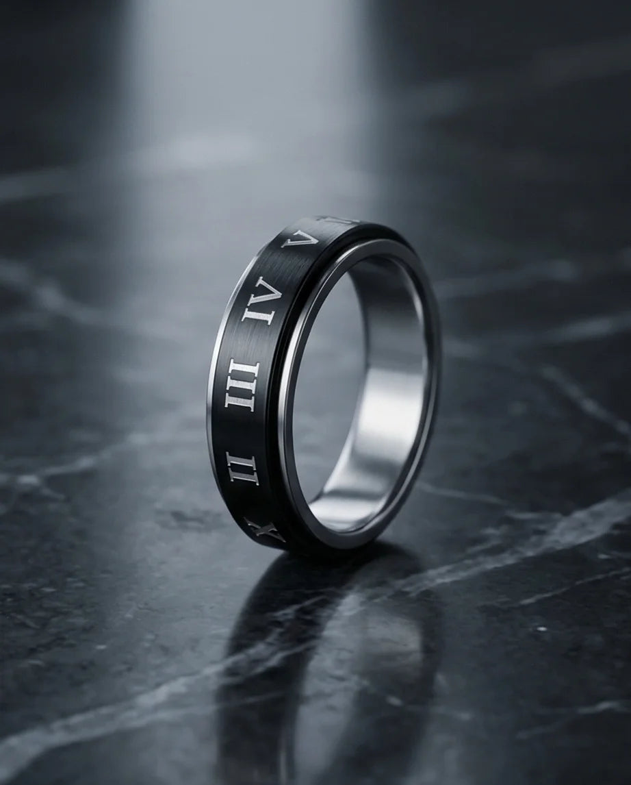 Nero Empire: Minimalist Roman Numeral Ring