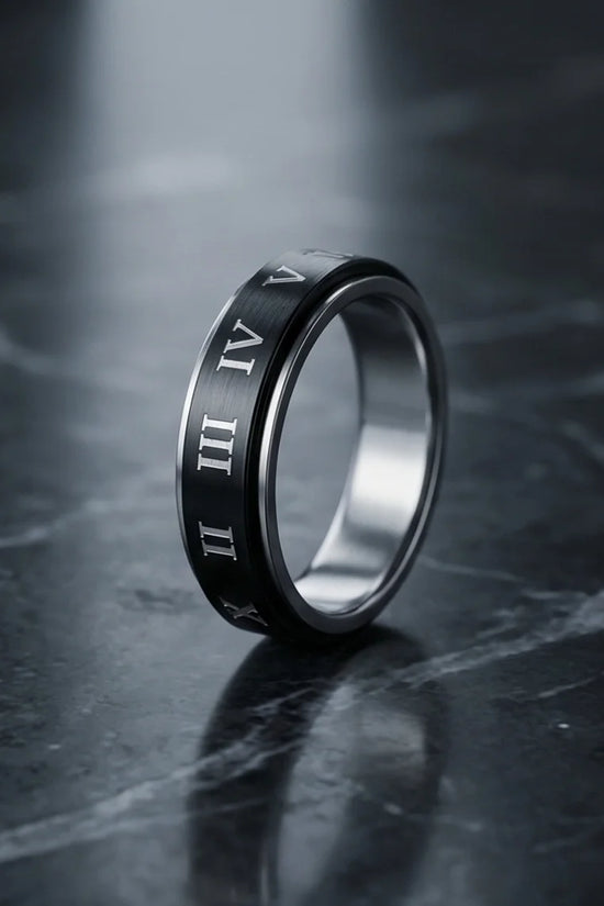 Nero Empire: Minimalist Roman Numeral Ring