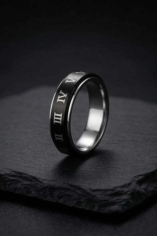 Nero Empire: Minimalist Roman Numeral Ring
