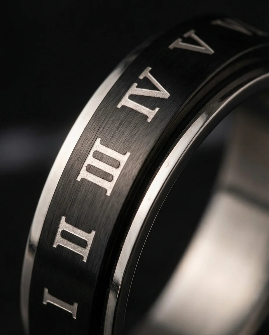 Nero Empire: Minimalist Roman Numeral Ring