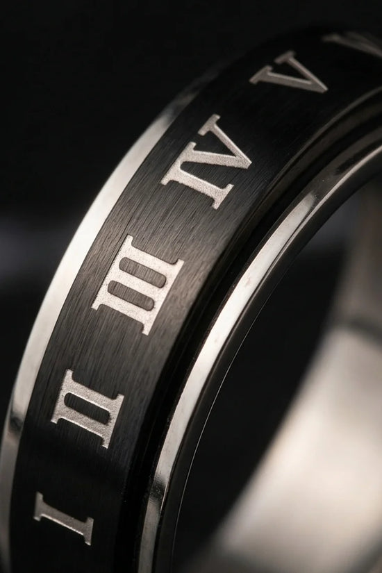 Nero Empire: Minimalist Roman Numeral Ring