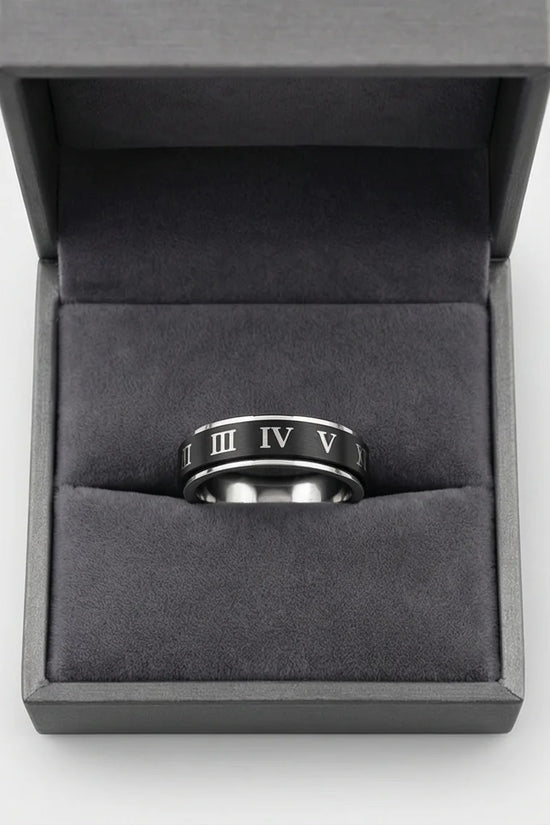 Nero Empire: Minimalist Roman Numeral Ring