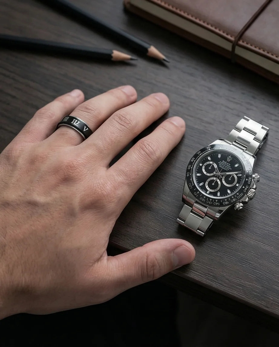 Nero Empire: Minimalist Roman Numeral Ring