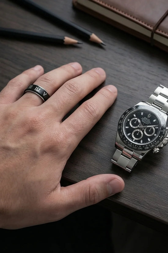 Nero Empire: Minimalist Roman Numeral Ring