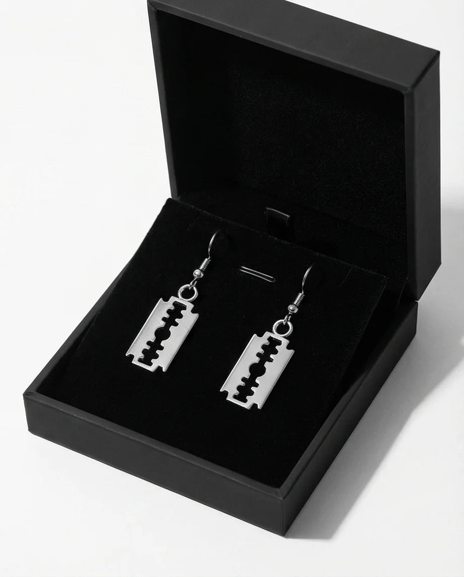 The Urban Edge: Industrial Razor Blade Earrings