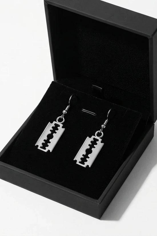 The Urban Edge: Industrial Razor Blade Earrings