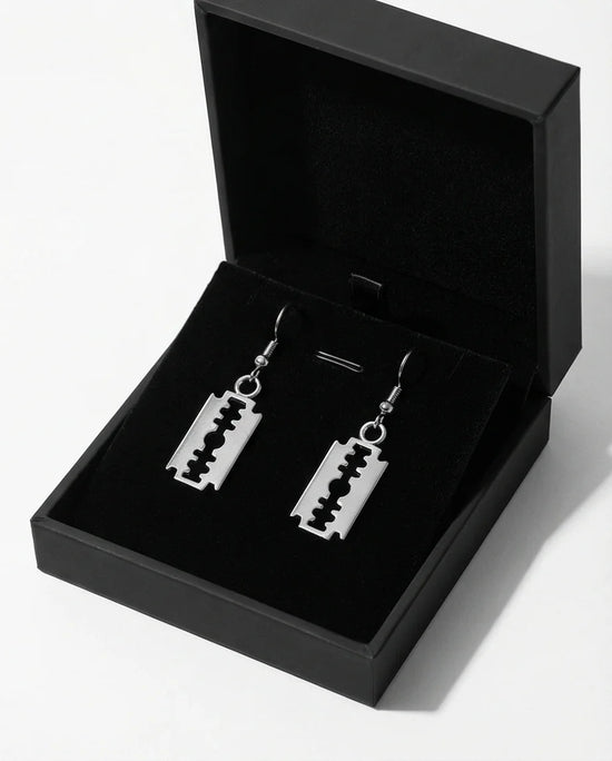 The Urban Edge: Industrial Razor Blade Earrings