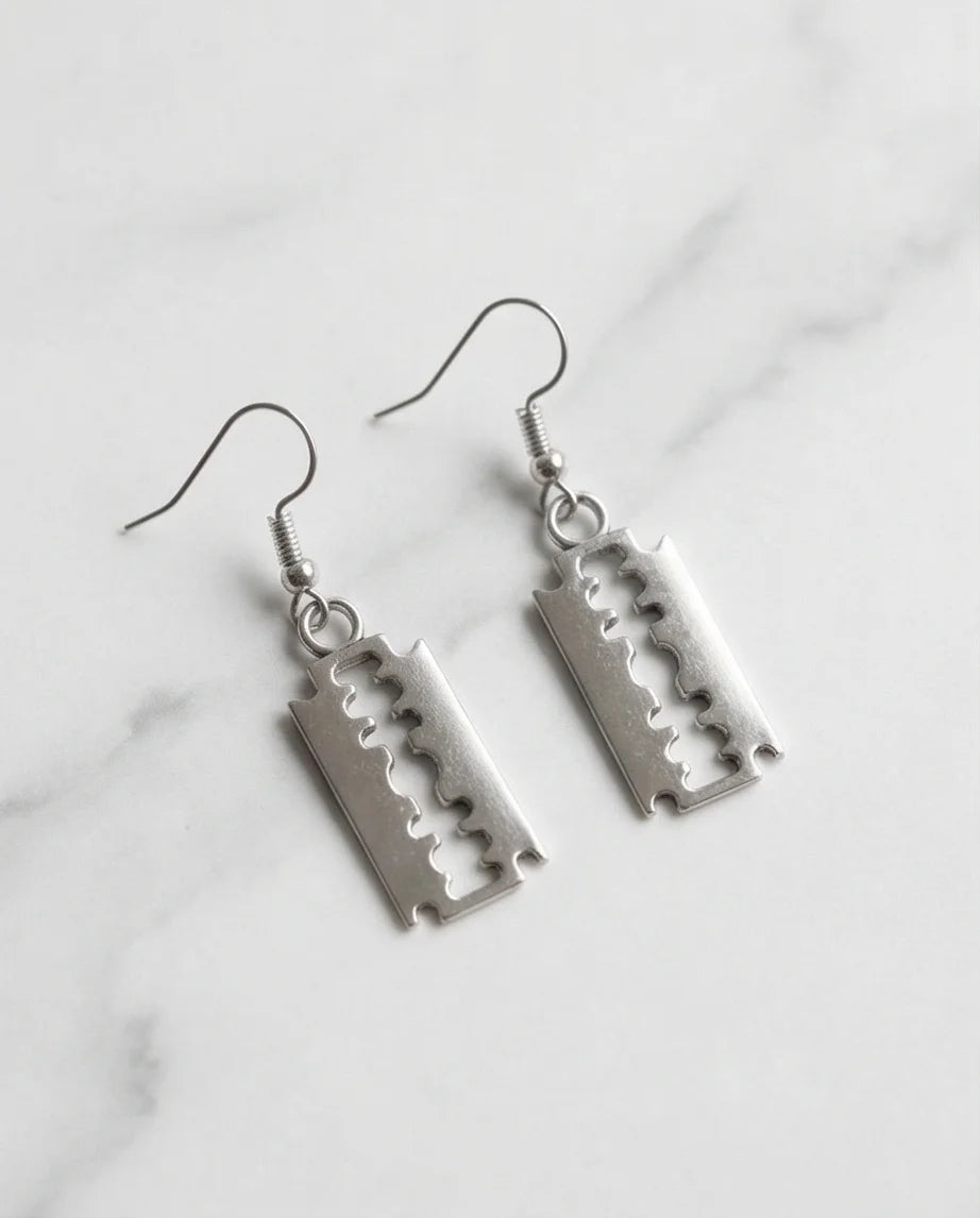 The Urban Edge: Industrial Razor Blade Earrings
