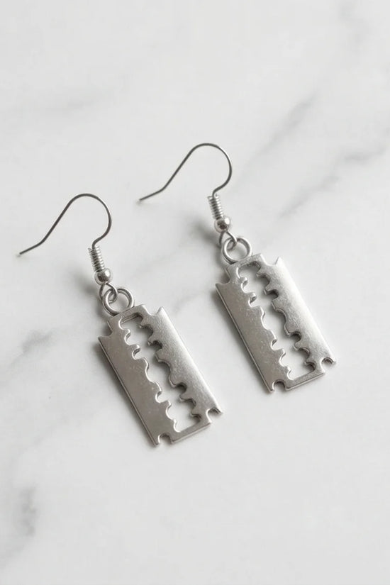 The Urban Edge: Industrial Razor Blade Earrings
