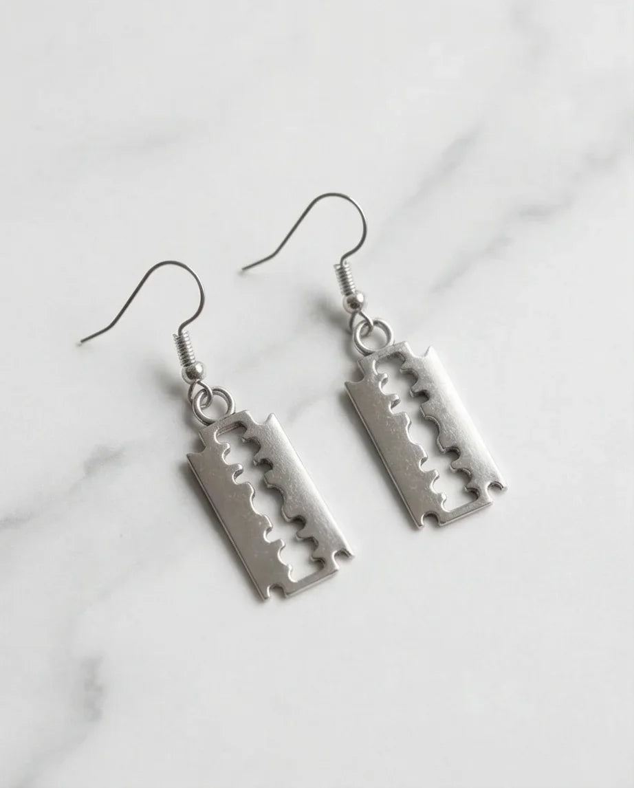 The Urban Edge: Industrial Razor Blade Earrings