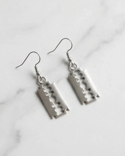 The Urban Edge: Industrial Razor Blade Earrings