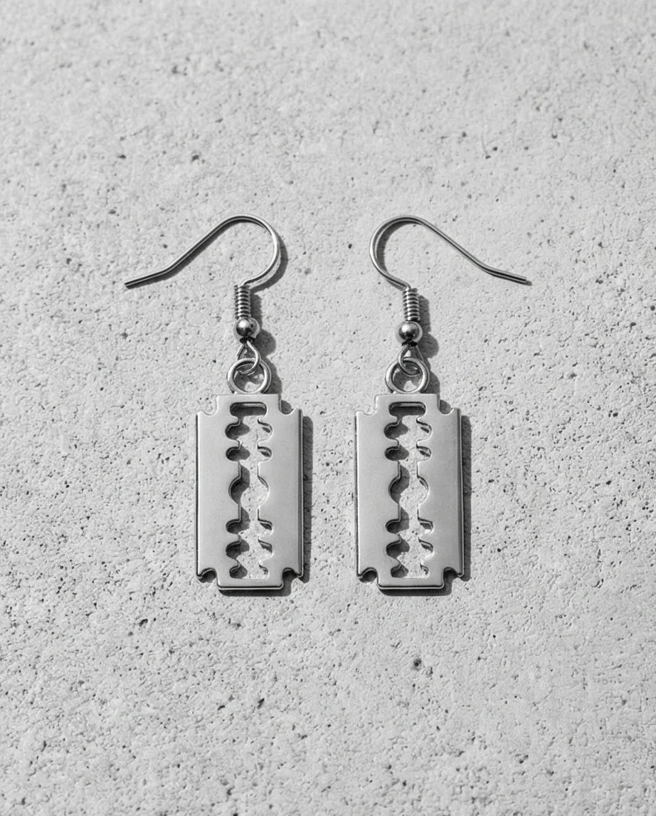 The Urban Edge: Industrial Razor Blade Earrings