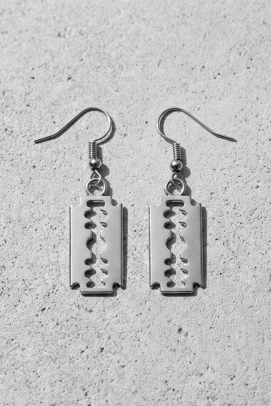 The Urban Edge: Industrial Razor Blade Earrings