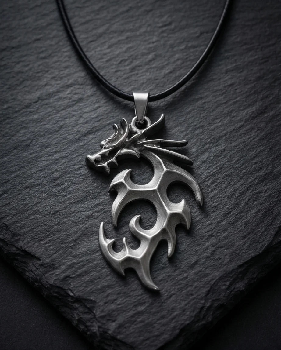 Cobalt Soul: Neon-Pulse Dragon Necklace