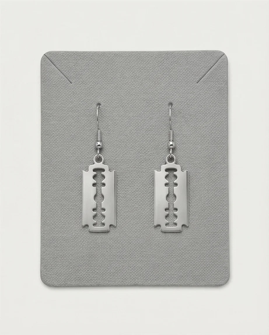 The Urban Edge: Industrial Razor Blade Earrings