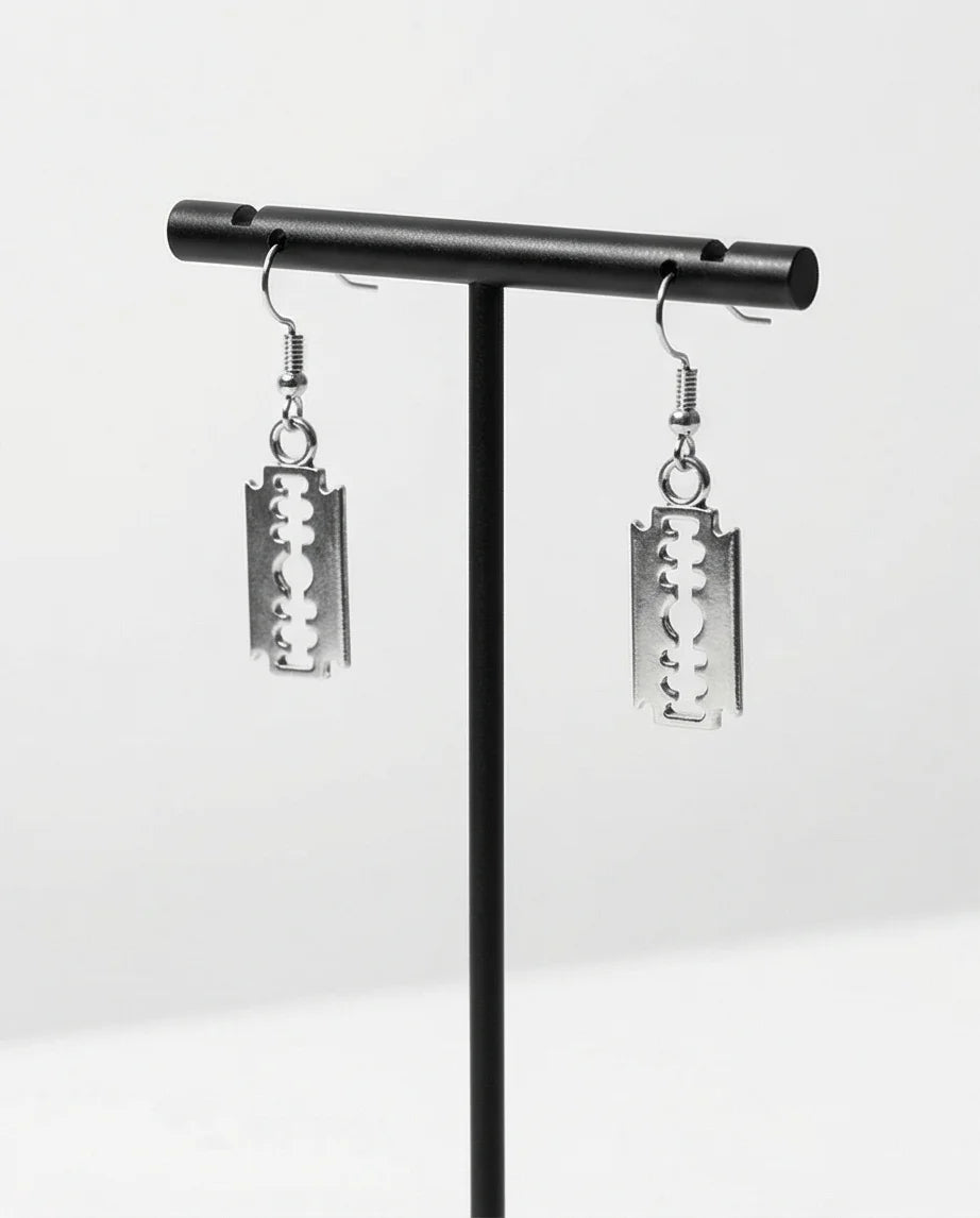 The Urban Edge: Industrial Razor Blade Earrings