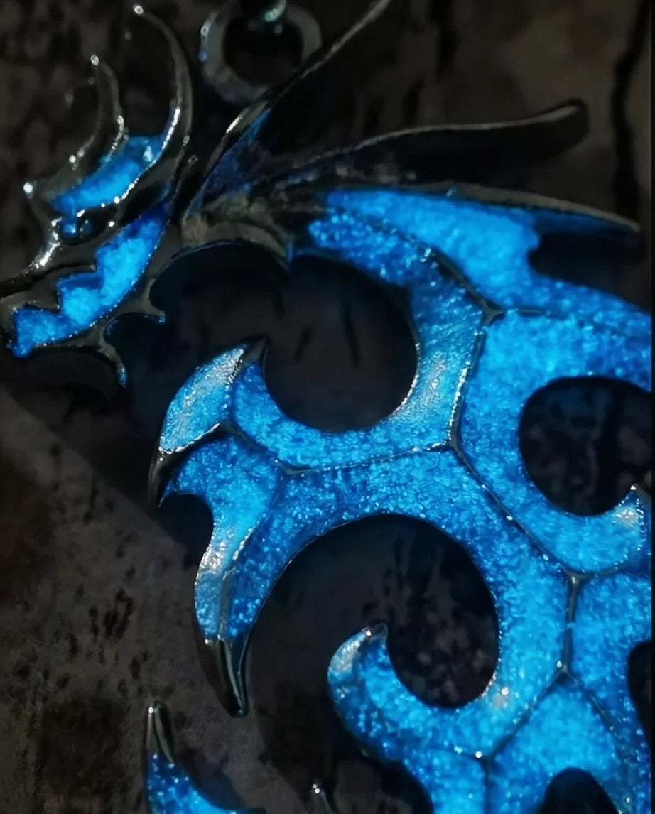 Cobalt Soul: Neon-Pulse Dragon Necklace