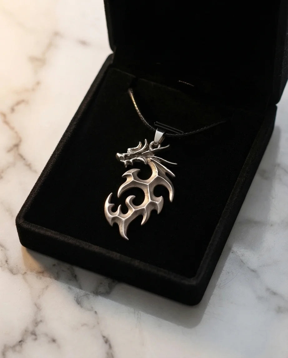 Cobalt Soul: Neon-Pulse Dragon Necklace