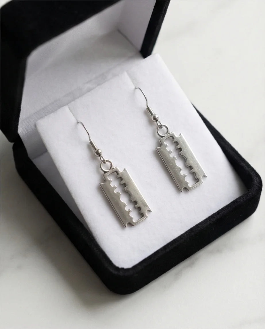 The Urban Edge: Industrial Razor Blade Earrings