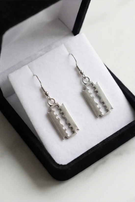 The Urban Edge: Industrial Razor Blade Earrings