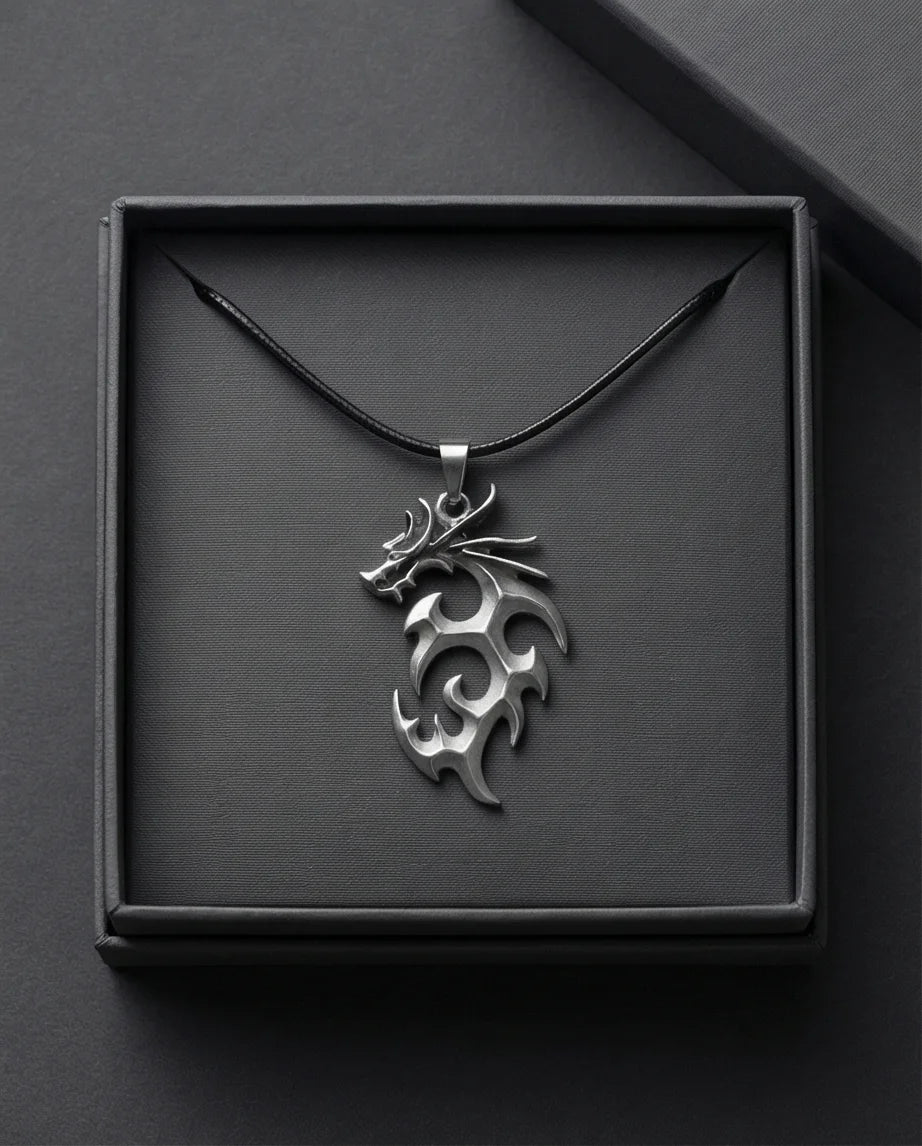 Cobalt Soul: Neon-Pulse Dragon Necklace