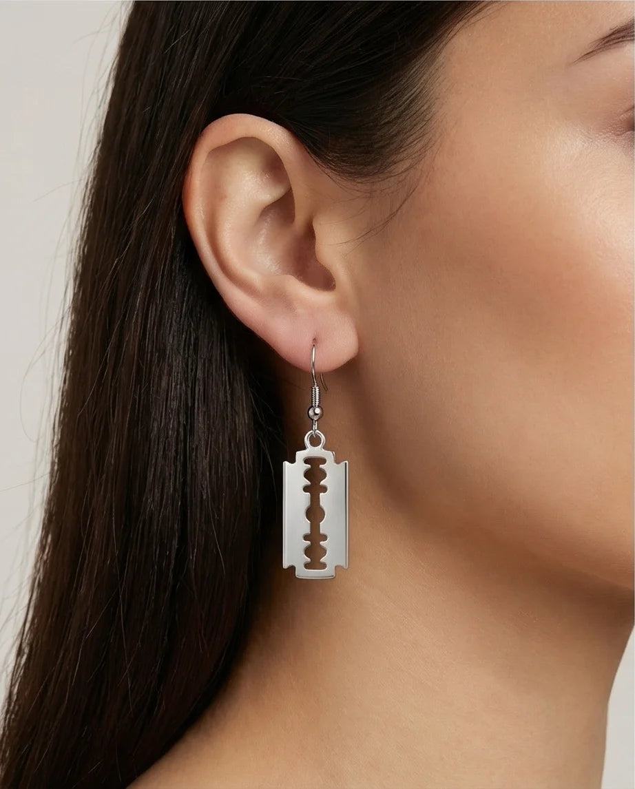 The Urban Edge: Industrial Razor Blade Earrings